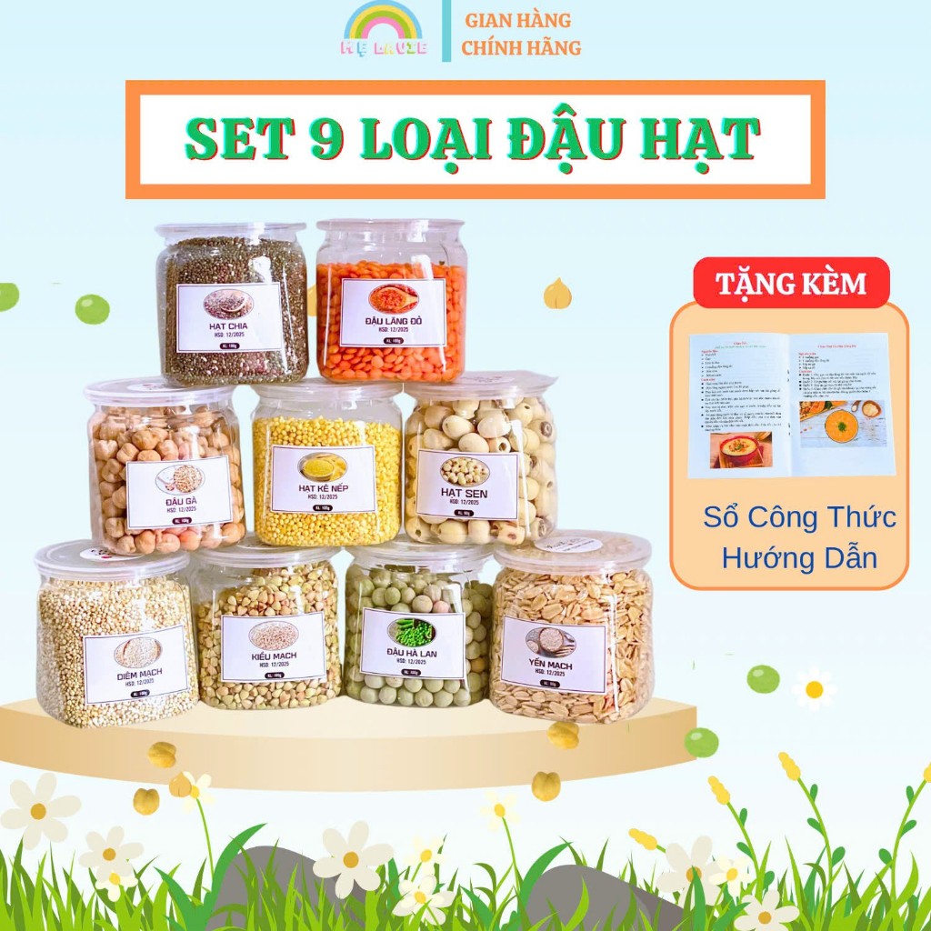 Combo 9 loại đậu hạt quý ăn dặm cung cấp đầy đủ chất dinh dưỡng cho bé từ 6 tháng kèm sổ công thức