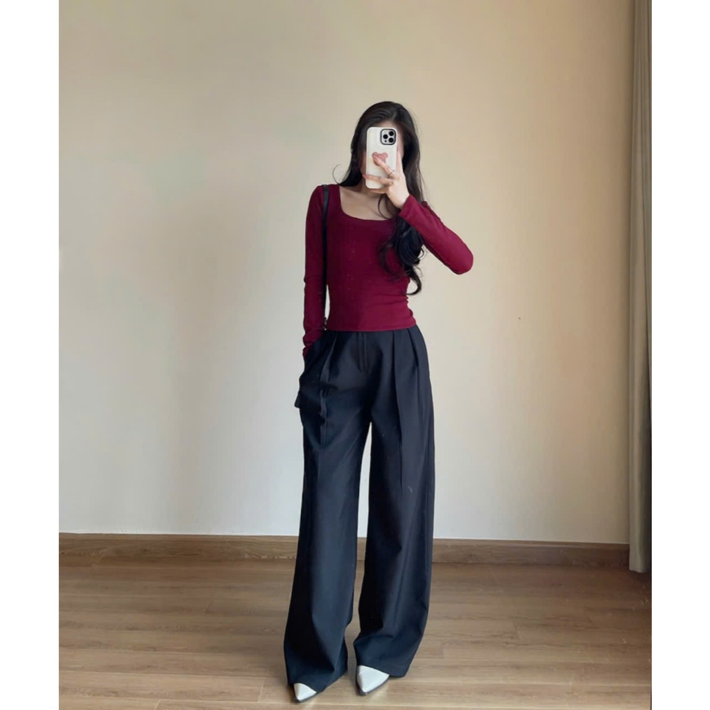 Áo Thun Tăm Dài Tay, Áo Kiểu Cổ Vuông Dáng Body Miho House | BigBuy360 - bigbuy360.vn