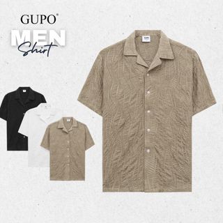 Áo Sơ Mi Cuban Shirt JESTAR GUPO Nam Vải Cotton Dệt Herringbone Cổ Vest Phong Cách Trẻ Trung