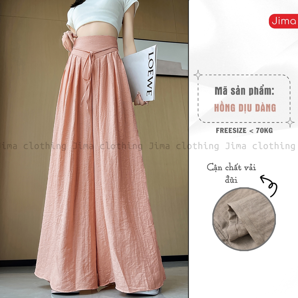 Quần ống rộng nữ Jima Fashion cạp V dây buộc quần đũi mềm siêu mát thoáng khí co giãn quần dài mặc n
