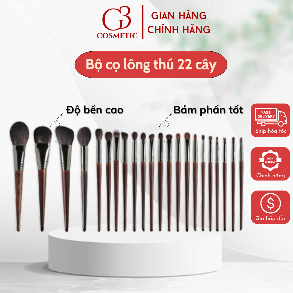 Bộ cọ trang điểm 22 cây OVW lông siêu mượt tự nhiên mềm mịn bám phấn makeup chuyên dụng cao cấp G3COSMETICS