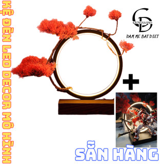   SẲN HÀNG  Kệ đèn led Lá đỏ khuyết 30cm  đèn decor mô hình base trang trí để bàn trưng bày gundam 