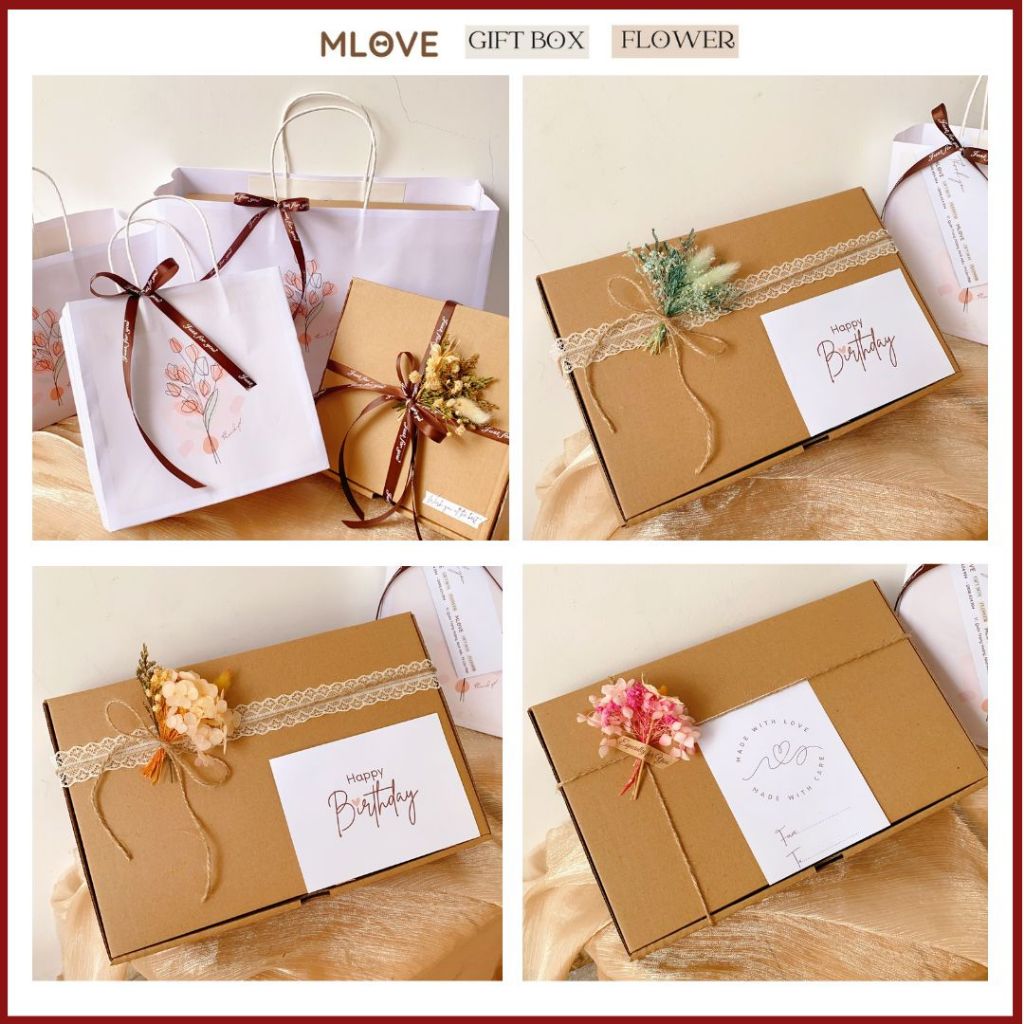 (giảm giá) Hộp đựng quà siêu đẹp có sẵn nhiều kích thước nhiều mẫu trang trí phong cách tinh tế mlove