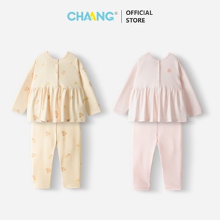 [CHAANG 12M-5Y] Bộ quần áo babydoll dài tay cúc giữa cho bé gái thu đông Forest Chaang