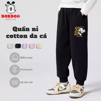 Quần dài bé trai BOBDOG 2026, quần dài cotton da cá in hình cute nghộ nghĩnh cho bé