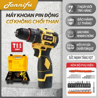 Máy khoan pin không chổi than, 3 chức năng khoan bắt vít búa, động cơ mạnh, đầu kẹp 10mm, ruột đồng 100% DZ-1801XL