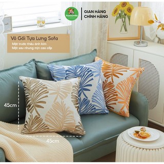  Vỏ Gối Vuông Vỏ Gối Sofa Tựa Lưng Chất Liệu Nhung Cao Cấp  Ko Kèm Ruột  - BST Lá Ánh Kim Sang Trọng 