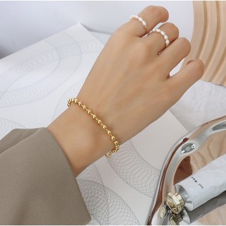Lắc Tay Titan Nữ Dây Bi Tròn Đơn Giản Thanh Lịch Không Đen, Không Dị Ứng TT 2938
