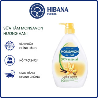 Sữa Tắm Monsavon Lait & Vanille chiết xuất sữa và hoa vani Pháp dưỡng da mềm mịn 1000ml 