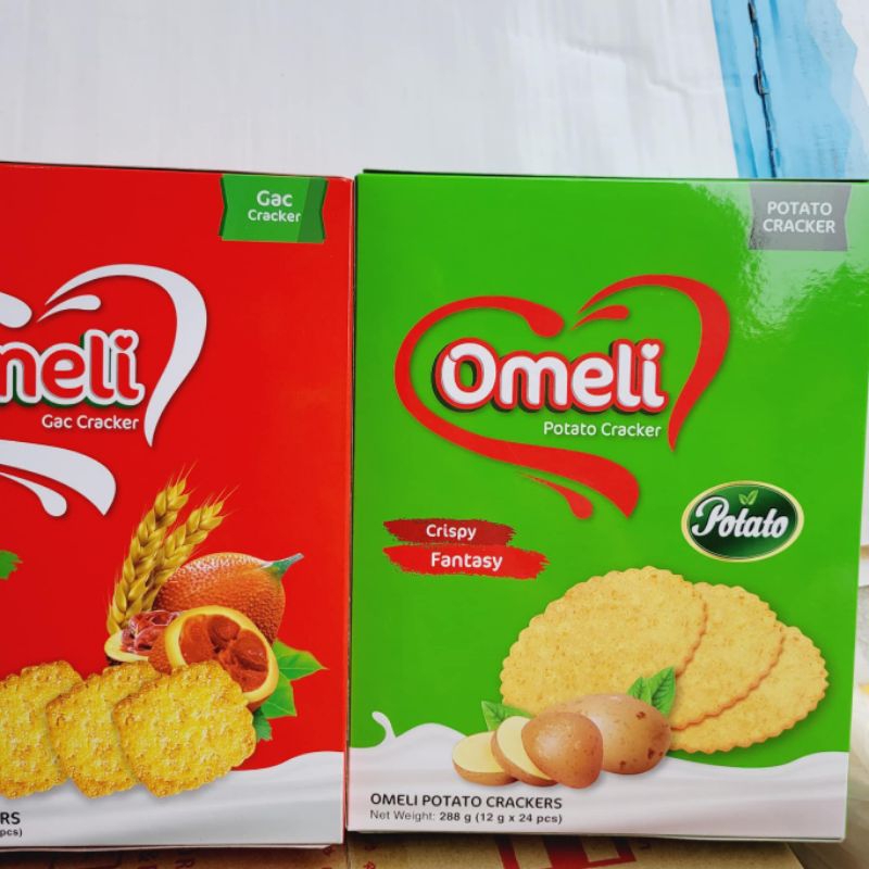 Bánh quy Omeli vị Khoai tây, Gấc, vừng dừa 288g