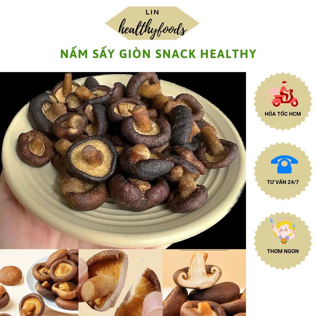Nấm Hương Sấy Giòn Snack Healthy Thơm Ngon - Linhealthyfoods
