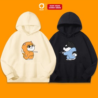  Áo Hoodie đôi in hình chó husky và mèo chất nỉ cotton lót Lông form rộng unisex ORANS - COUPLE 15 