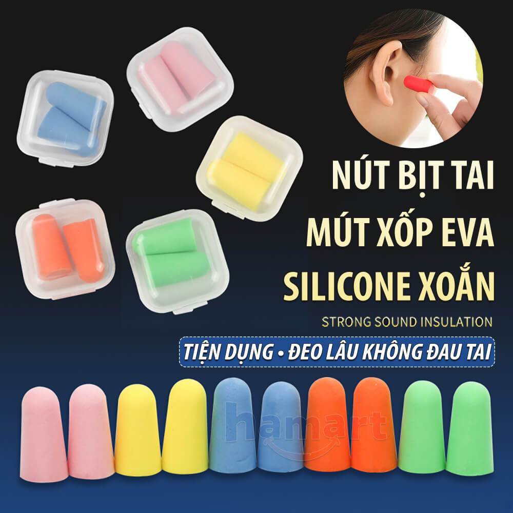 2 Nút Bịt Tai Chống Nước Giảm Tiếng Ồn Đa Sắc Có Hộp Nhựa Tái Sử Dụng Lâu Dài Tiện Lợi MA888