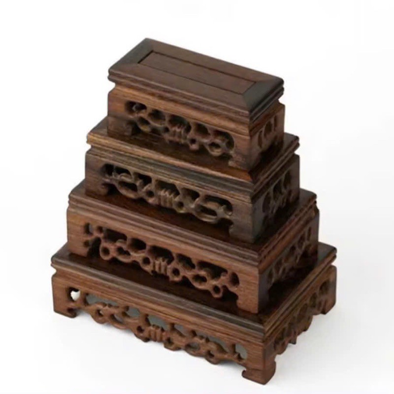 trọn bộ 4 cái Đế gỗ  hay kệ gỗ để tượng trang trí hình chữ Nhật