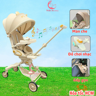 [Ảnh thật] Xe đẩy M2, M9 gấp gọn cho bé 2 chiều, 3 tư thế, có KHAY ĂN ĐỒ CHƠI có nhạc, BH 1 NĂM