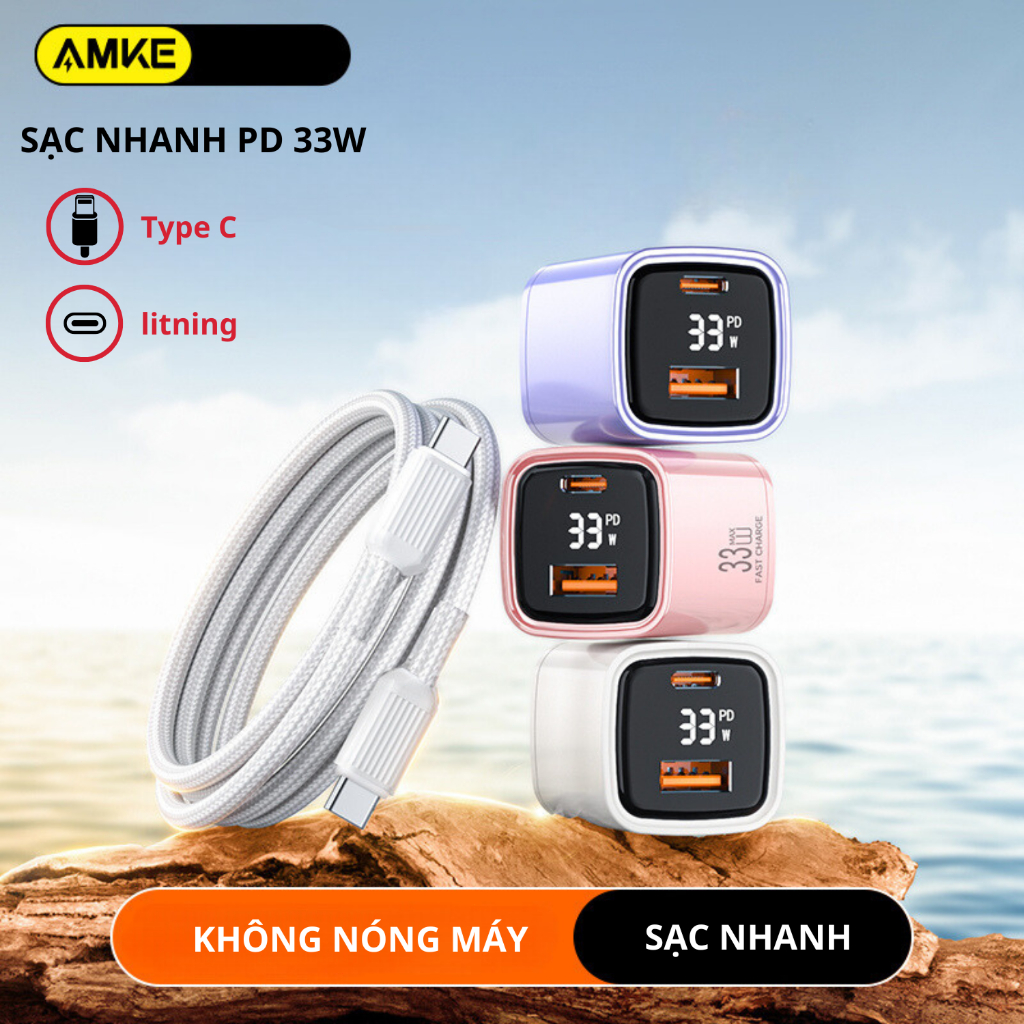 Bộ Sạc Nhanh AMKE Cổng 33w PD3.0/PPS/QC3.0 - A2331 (Bảo Hành 18T)