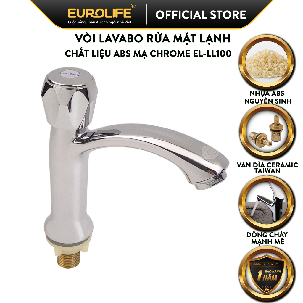 Vòi lavabo lạnh Eurolife EL-LL100 (Trắng bạc)