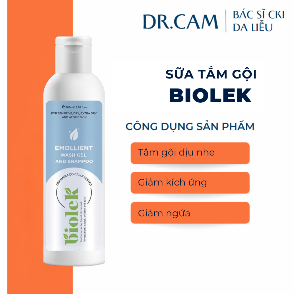 Gel tắm gội dịu nhẹ Biolek Emollient Gel 200ml An toàn và hiệu quả cho trẻ sơ sinh, người lớn 200ml 