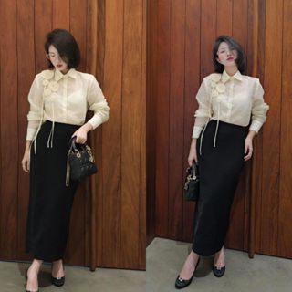  Chân váy Susuclothing bút chì suông dáng Maxi dài 90cm tới ắt cá chân Cao cấp có túi có lót chất vitex CV07 