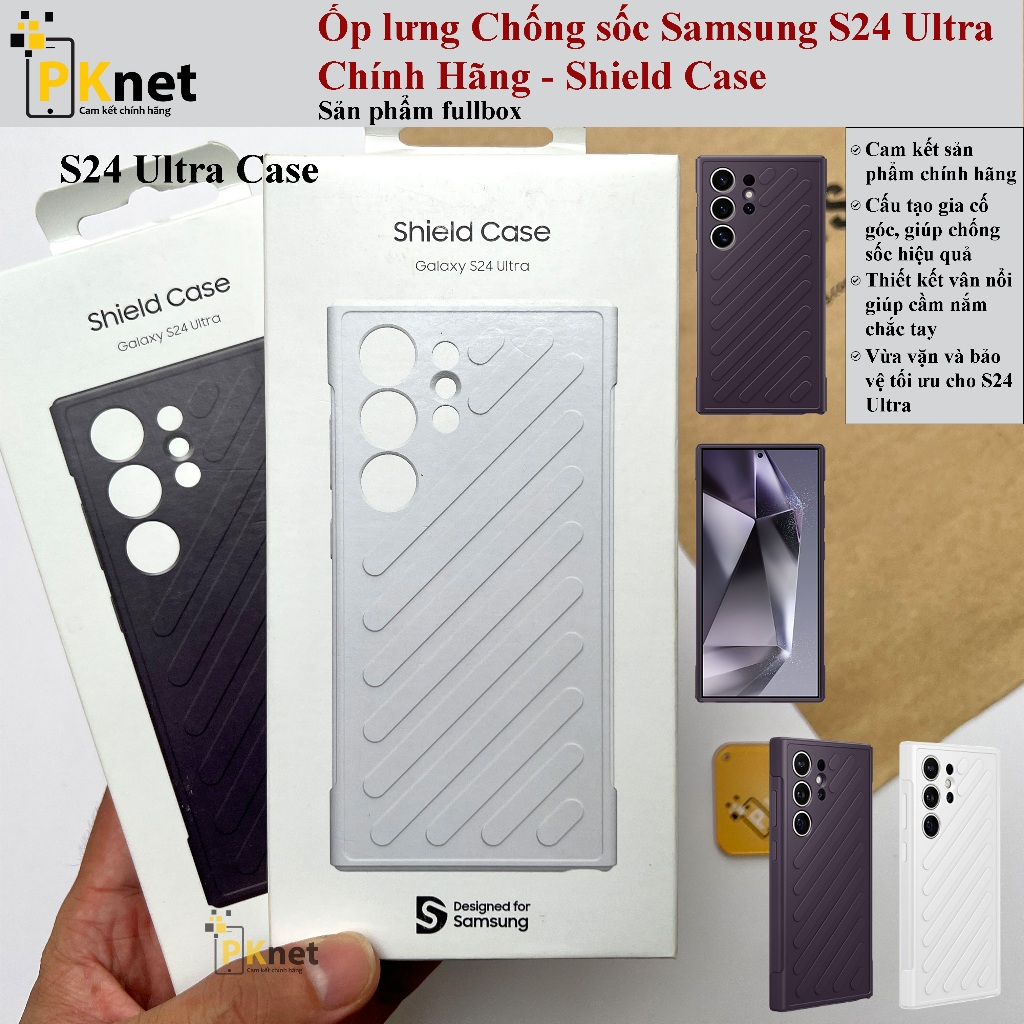 Ốp lưng chống sốc Samsung S24 Ultra Chính Hãng, Shield Case S24 Ultra