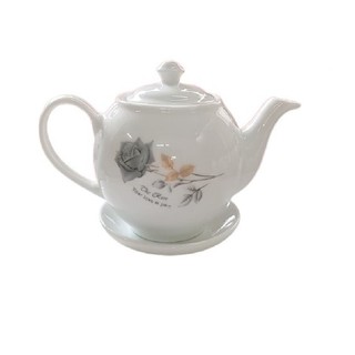 Ấm trà Hoa Hồng Bát Tràng sứ trắng đẹp Dung Tích 500 ml