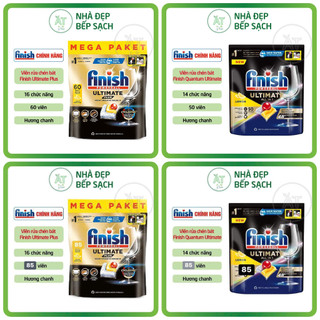 Viên rửa chén bát Finish Ultimate PLUS / Quantum Ultimate All in 1 (hương chanh) - Eco 0%