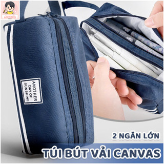  Túi Đựng Bút Vải Hộp Bút Vải Canvas Hai Ngăn Siêu To Màu Sắc Tươi Sáng Có Khóa Kéo Tiện Dụng 