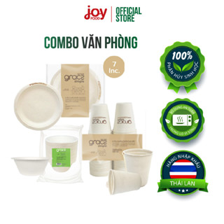Combo văn phòng gồm 50 chén, 50 đĩa và 50 ly bã mía Gracz dùng 1 lần hàng nhập khẩu Thái Lan L015 P011 L051