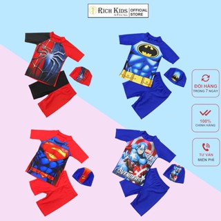 Đồ Bơi Bé Trai in hình siêu anh hùng cho bé từ 10 kg đến 35 kg chất vải thoáng mát RICHKIDS