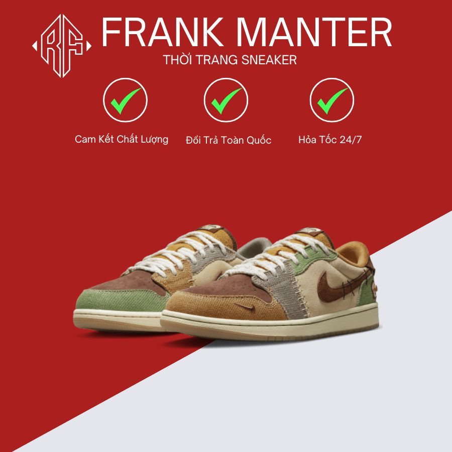 Giày thể thao Jodan 1 Retro Low OG Zion Williamson Voodoo, Giày JD1 cổ thấp nam nữ full box