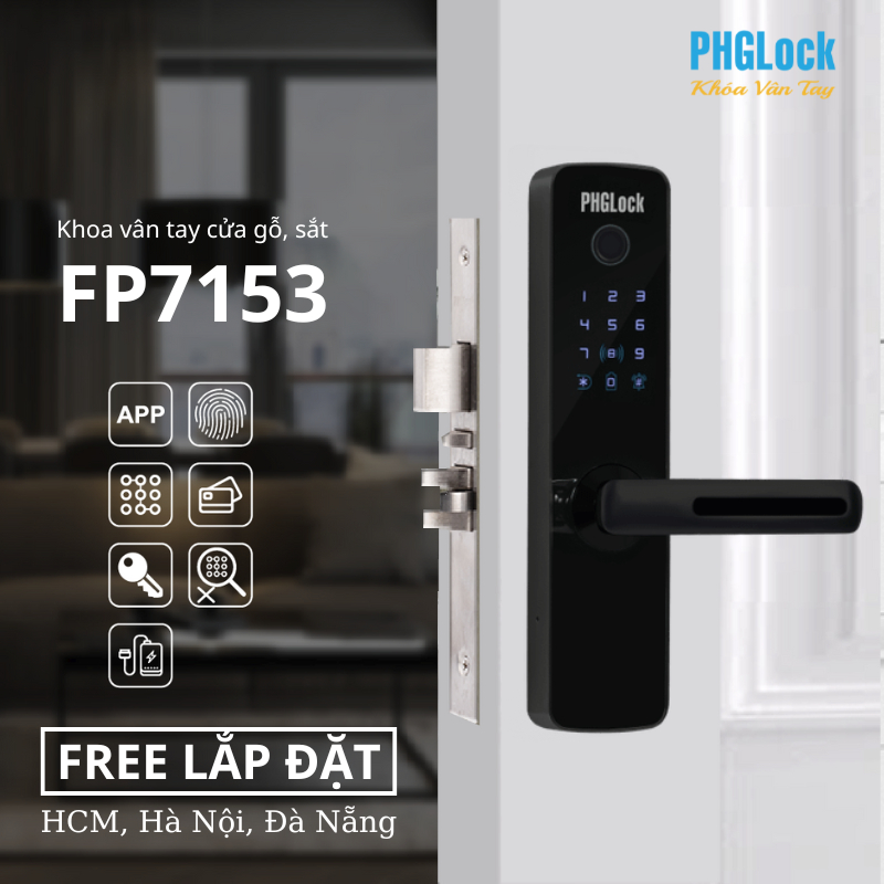 Khóa Mã Số - Vân Tay PHGLock FP7153 Chống Dò Mã, Khóa An Toàn Độc Lập Bên Trong