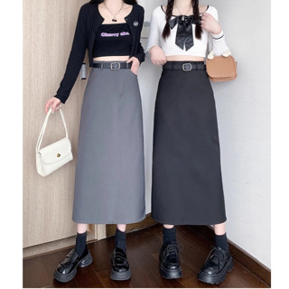 Chân váy chữ A dáng dài maxi 2 lớp có túi có lót kèm đai da chất vitex A82 SuSu clothing