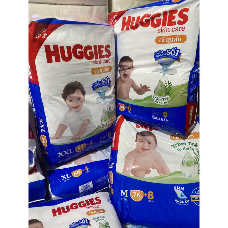Bỉm quần huggies size M76+8/L68+4/XL60+8/XXL54+8
