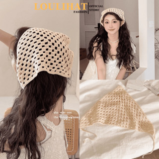 Khăn trùm đầu nàng thơ len đan thủ công tam giác LOULIHAT, khăn quàng cổ, khăn turba mềm đi biển vintage hottrend KTL01