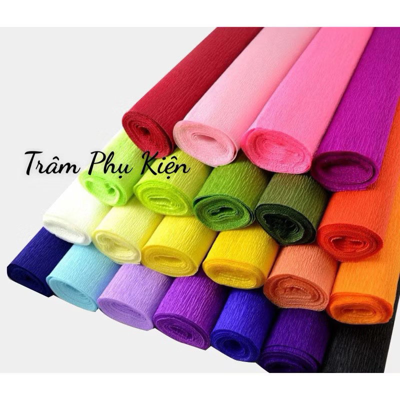 Giấy Nhún Làm Hoa Lá Đủ Màu KT 50cmx2,5M