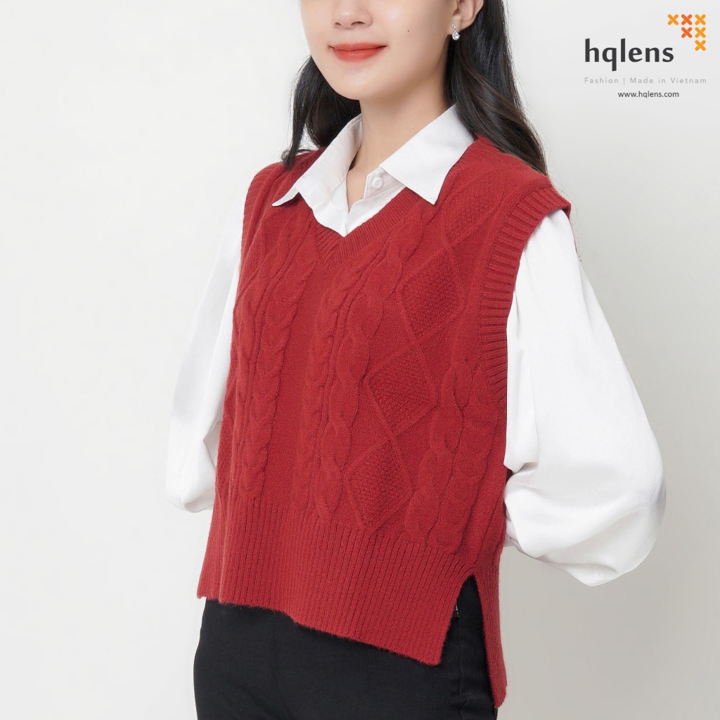 Hqlens Áo len gile tà cao, thấp H2337