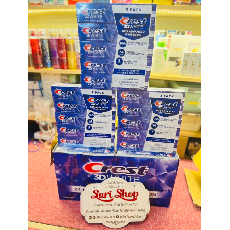 [ MẪU MỚI ] Kem Đánh Răng Crest 3D White Advance (Pack 5 hộp)