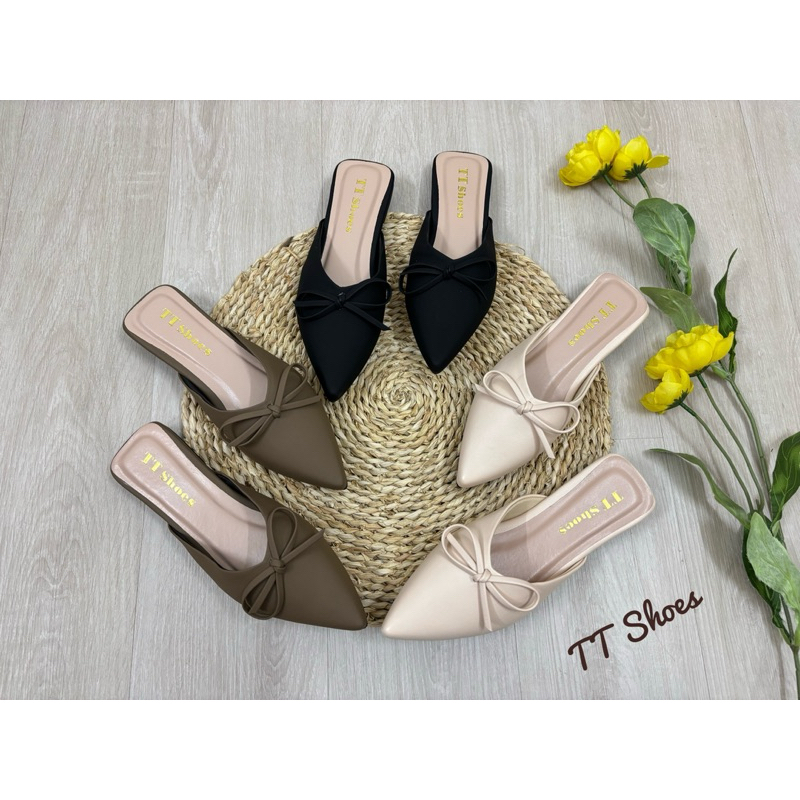 giày sục xẹp đính nơ thắt mũi nhọn êm chân TT Shoes sucxepnothắt