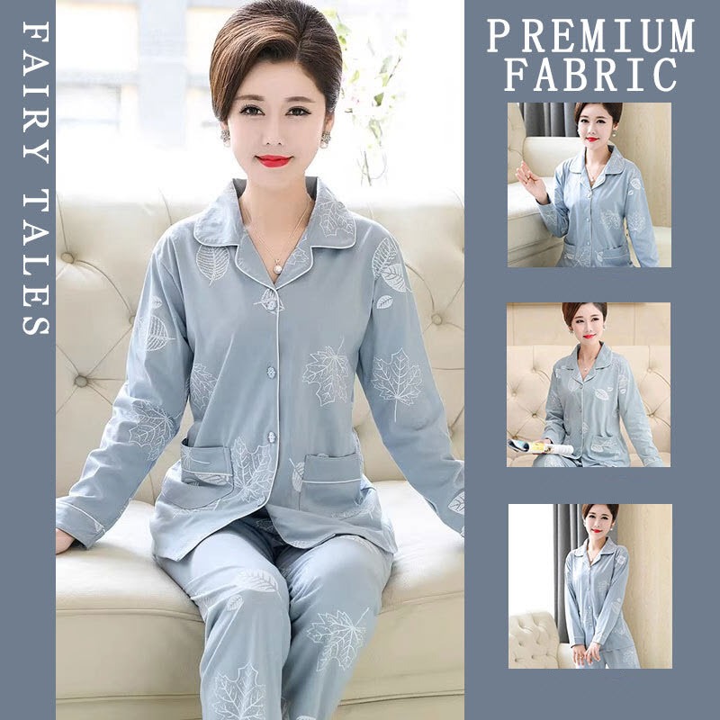 Pijama trung niên nữ B92 - Bộ đồ ngủ mặc nhà thu đông cho mẹ, bà - Thời trang cho người lớn tuổi đẹp