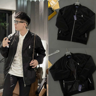 Áo Khoác Bomber Gió Nam Nữ RLX Thêu Logo Ngựa Chiến Binh Ngực - Áo Khoác Bomber Zip Bạc Dầy Dặn 2 Lớp Cao Cấp Boy Phố