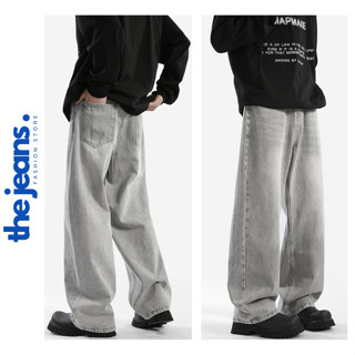Quần Jean Nam Baggy Ống Suông Màu Wash Xám Bạc Chất Vải Dày The Jeans