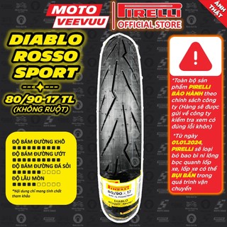 [MTVV] Vỏ lốp xe máy PIRELLI 80/90-17 TL Diablo Rosso Sport<END>