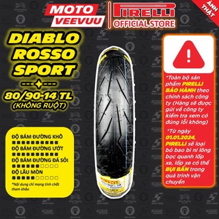 [MTVV] Vỏ lốp xe máy PIRELLI 80/90-14 TL Diablo Rosso Sport<END>