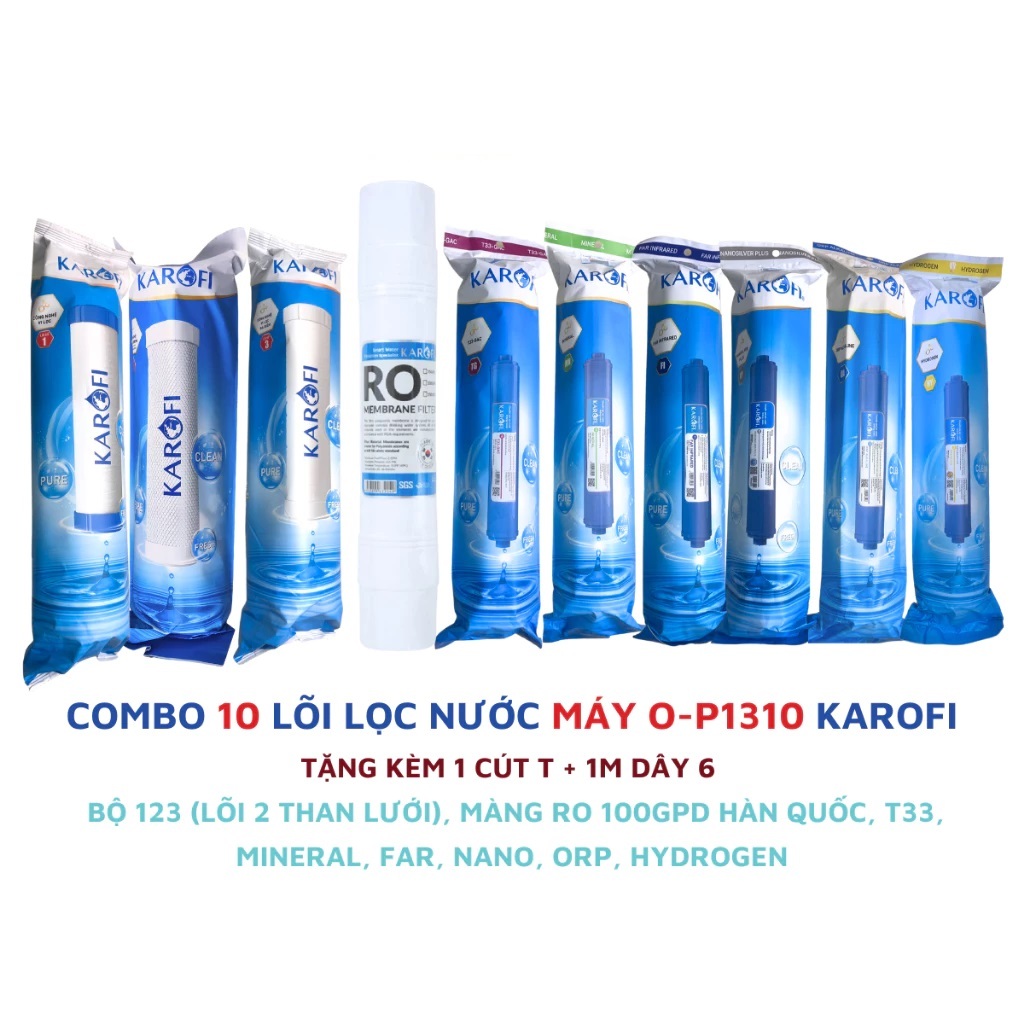 Combo 10 lõi lọc nước Karofi cho máy lọc nước Optimus Plus O-P1310 - Hàng Chính Hãng