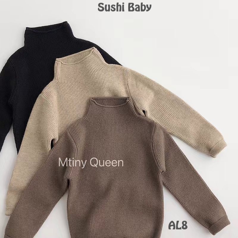 AL8 - Áo Len Trơn Cổ Cuộn 3 Phân MtinyQueen Cho Bé Trai Và Bé Gái - Sushi Baby
