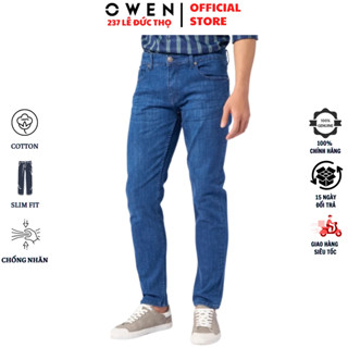 Quần Jean Nam Owen Quần Bò Nam QJSL221490 Màu xanh Dáng Slim Fit Vải Denim Cotton