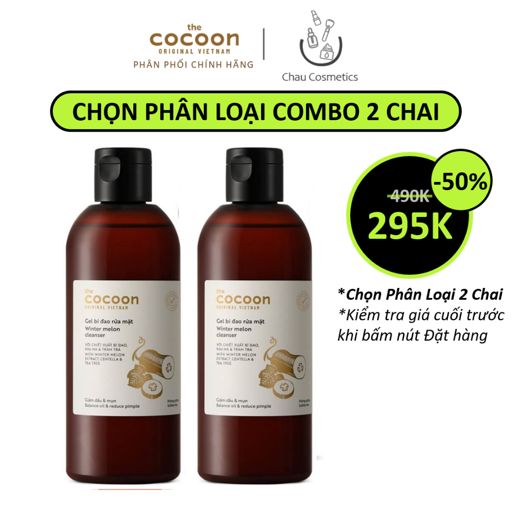 [SALE 50% - CHỌN PHÂN LOẠI 2 CHAI] Gel bí đao rửa mặt Cocoon 140ml-310ml