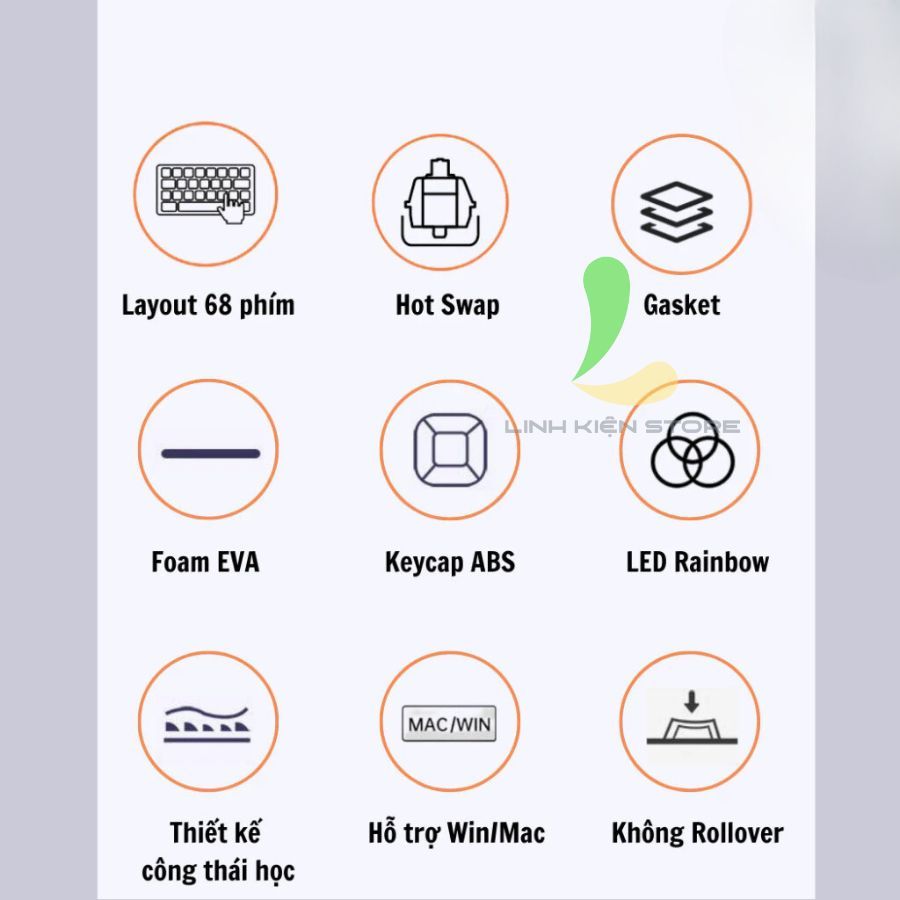 Bàn Phím Cơ Hotswap AJAZZ AK680 - Bàn Phím Gaming Có Dây Thiết Kế 68 Phím Cơ Và Đèn LED Rainbow | BigBuy360 - bigbuy360.vn