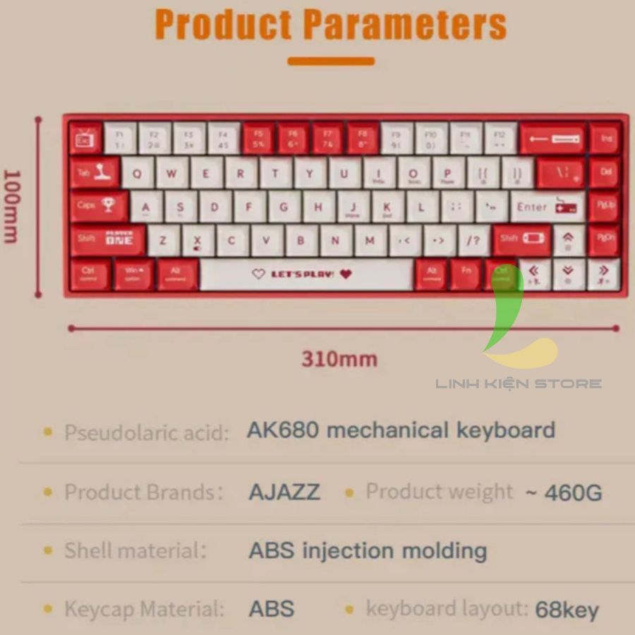 Bàn Phím Cơ Hotswap AJAZZ AK680 - Bàn Phím Gaming Có Dây Thiết Kế 68 Phím Cơ Và Đèn LED Rainbow | BigBuy360 - bigbuy360.vn
