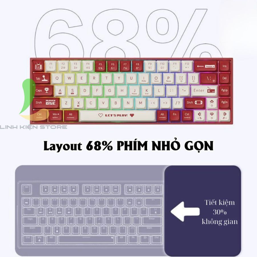 Bàn Phím Cơ Hotswap AJAZZ AK680 - Bàn Phím Gaming Có Dây Thiết Kế 68 Phím Cơ Và Đèn LED Rainbow | BigBuy360 - bigbuy360.vn